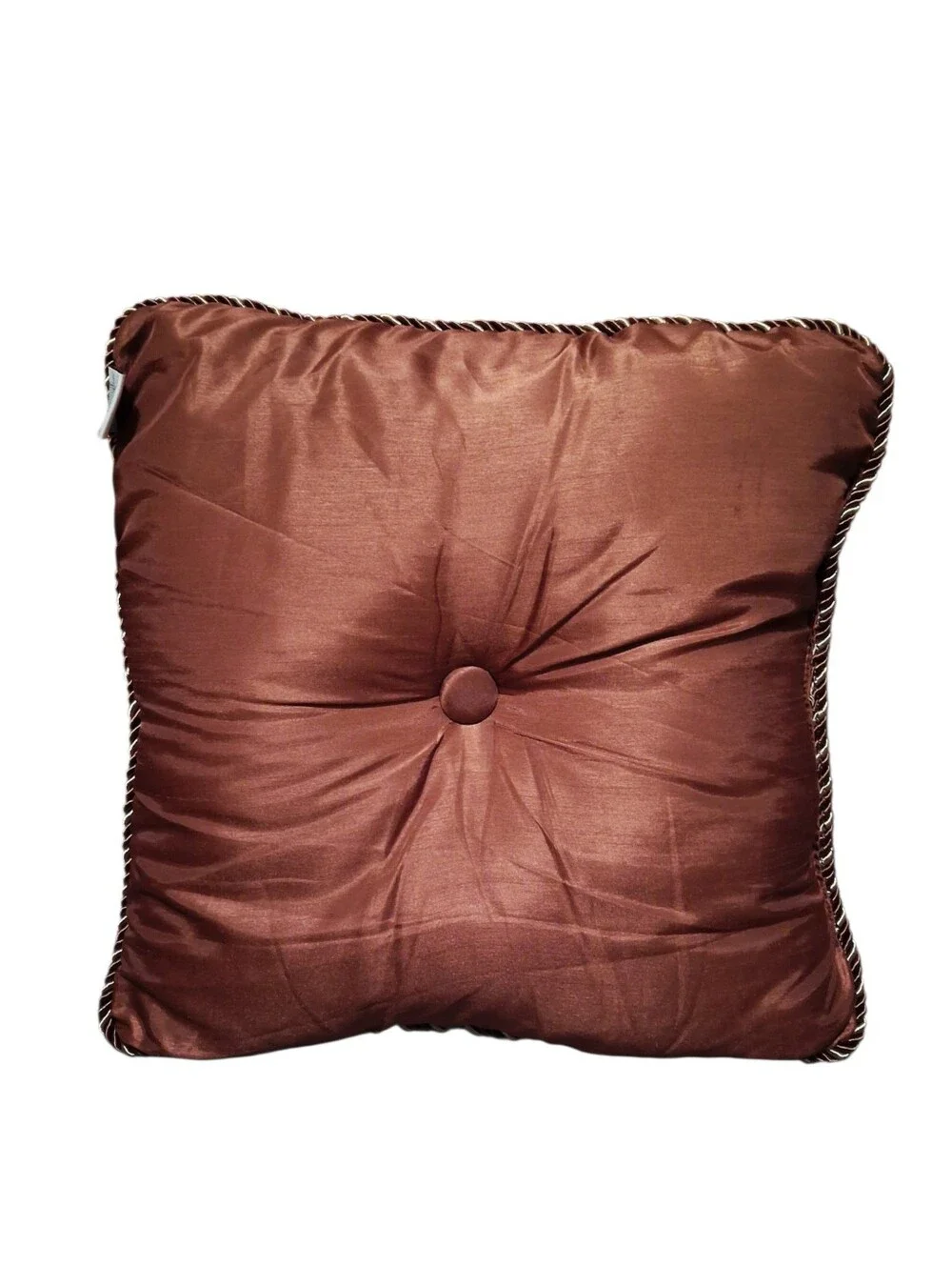 Chris Madden Accent Pillow Set Triangle Overlay Cord Trim Rose Brown Color Silky